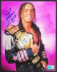 BRET HITMAN HART SIGNED WWF WWE CHAMPION 8X10 PHOTO BECKETT WITNESS COA