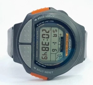 Casio Exercise Watch Modul 1265 Jc-20 Jog & Walk Calorie Black 100m Vintage 1990 - Picture 1 of 15