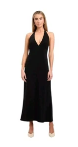 New With Tags Kookai Koko Deep Vee Dress Women's Size Small AU 6 FR 34 Black Max - Picture 1 of 13