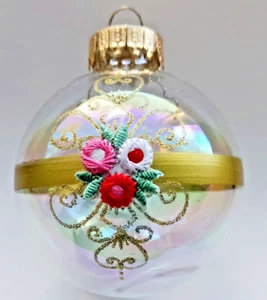 KREBS-GLAS-LAUSCHA" Eine Deko Glaskugel Ø 5,7 cm klar-Regenbogenfarb.-schimmernd - Bild 1 von 2