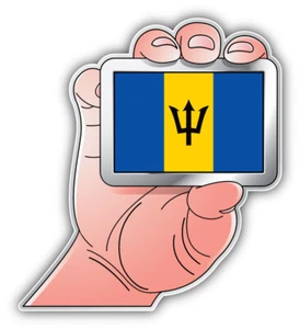 Calcomanía adhesiva para parachoques de coche de mano bandera mundial de Barbados - Imagen 1 de 1