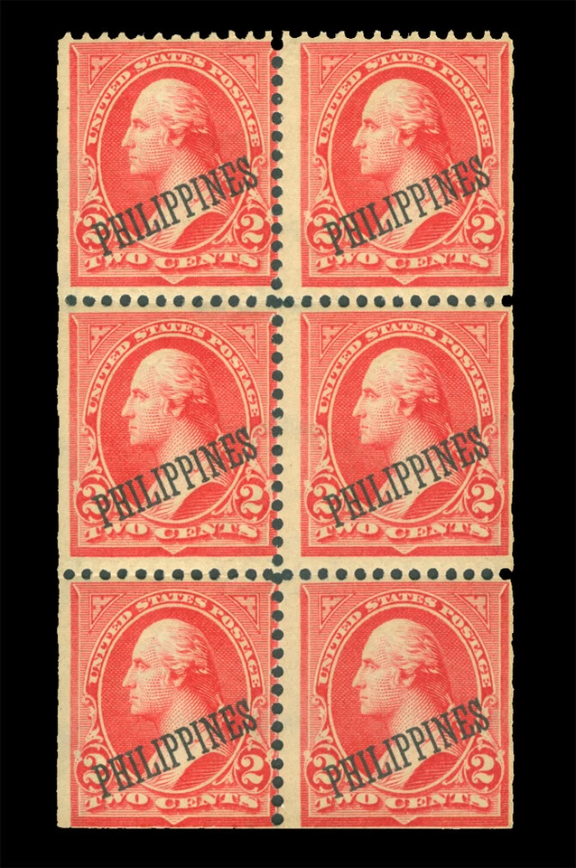 US PHILIPPINES 1900 Washington 2c red Type IV - Booklet pane Scott 214b mint  - Image 1 of 2
