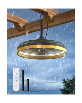 Addlon Ventilador de Techo Exterior con Luz para Patios, 20 Pulgadas Negro Impermeable Ga... Foto 1 de 4