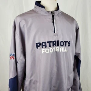 Giacca a vento New England Patriots Reebok XL 1/4 zip grigia NFL On Field Team - Foto 1 di 10