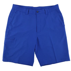PGA Tour Golf Shorts Mens 34 Solid Blue PRO Series Flat Front Performance Chino - Picture 1 of 6