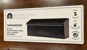 Townhouse Small Capacity Galvanized Steel Wall Mount Mailbox Black - Picture 1 of 5