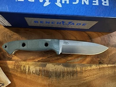 Benchmade 162 BUSHCRAFTER Knife Fixed 4.43" S30V Satin Blade, Green G10 Handle - Image 1 of 4