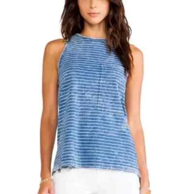 NWT Rag & Bone/ JEAN 'The Bowery' Indigo Stripe Sun Fade Tank Top, xsmall - $168 - Image 1 of 4