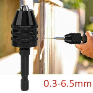 0.3-6.5mm Impact Driver Keyless Drill Bit Chuck Adapter Converter 1/4" Hex Shank - Picture 1 of 12