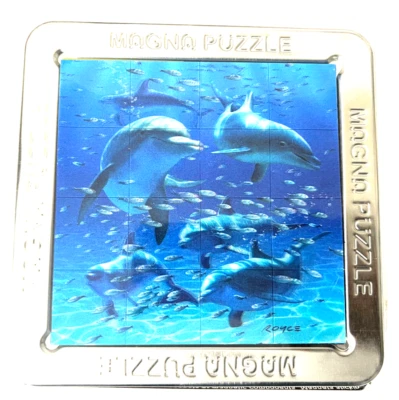3D Magna Puzzle DOLPHINS - Magnet tiles with tin storage case NEW! - Image 1 of 2