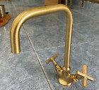 Gooseneck Faucet, Bathroom and kitchen brass Faucet Brass Gold color 10 inches