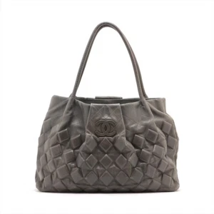 Chanel Coco Mark Leather Tote bag Gray Silver Metal Fittings 12XXXXXX - Picture 1 of 13