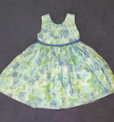 Usado en Excelente Condición Vestido Floral Gymboree Niñas VESTIDO SHOP Blanco Azul y Verde Talla 4T Foto 1 de 4