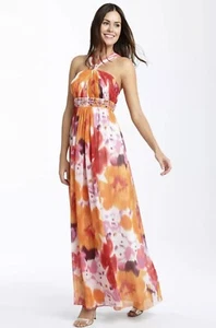 JS BOUTIQUE Women’s Beaded Chiffon Halter Gown Multi Size: 12 - Picture 1 of 9