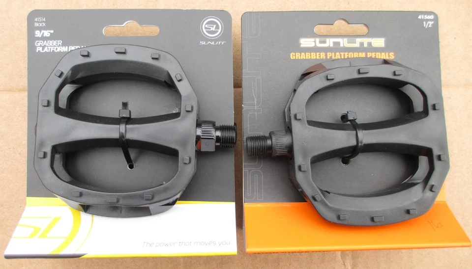 Pedals Sunlite Grabber Platform Nylon 9/16 or 1/2 Black STRAP COMPATIBLE 1 Pair - Image 1 of 1