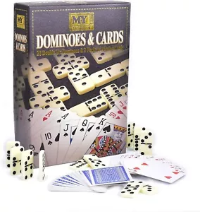 Dominoes & Cards M.Y Brand New 28 Double Sided Dominoes 2 Packs of Playing Cards - Picture 1 of 4