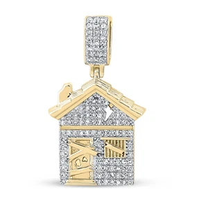 Dije colgante casa trampa de diamantes de 0,50 quilates para hombre oro amarillo de 10 k - Imagen 1 de 3