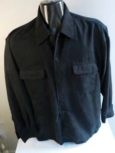 CUBAVERA Mens Long Sleeve Button Front Suede Feel Shirt Black Poly SZ L - Picture 1 of 4