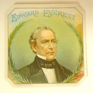 Vintage ORIGINAL äußeres Zigarrenkistenetikett Edward Everett Zigarren härteres Etikett - Bild 1 von 1