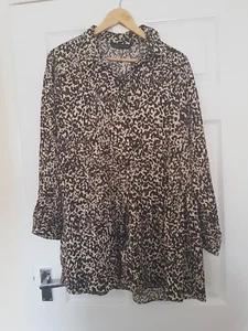 Zara Womens Size L Shirt/dress Peplum. Leopard Print. Drop Waist. Long Sleeves. - Picture 1 of 9
