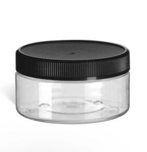 Frascos de plástico de pared pesada transparente de 8 oz - Tapa forrada acanalada - Paquete múltiple ENVÍO GRATUITO - Imagen 1 de 2