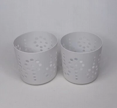 IKEA Candle Holder Pair White Metal Luminary Tealight Votive Holders - Image 1 of 4