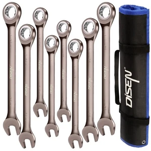 8pcs Large Ratcheting Wrench Set | Metric and SAE Combination Wrench Set |Nic... - Picture 1 of 7