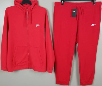 NIKE SWOOSH MOLETOM COM CAPUZ DE LÃ + CONJUNTO DE CALÇAS ROUPA VERMELHO BRANCO NOVO (TAMANHO 3XL) - Imagem 1 de 4