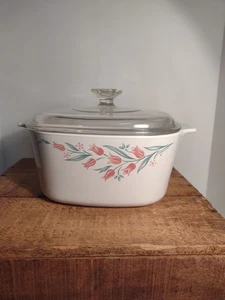 Corelle Corning Ware Rosemarie Pink Tulip Dish 3qt w/Lid - Picture 1 of 12