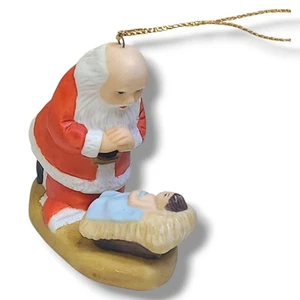 Adorno de Navidad de porcelana vintage 1985 The Kneeling Santa 1985 Roman Inc. - Imagen 1 de 7