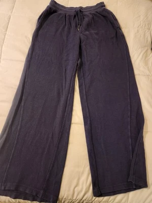 Aerie Soft Landing Trouser Pant Size Medium Short Wide Leg Blue Drawstring  - Image 1 of 4
