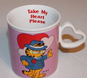 Taza de café, té y chocolate caliente Garfield The Cat de colección mango de corazón 3D Be Mine - Imagen 1 de 10