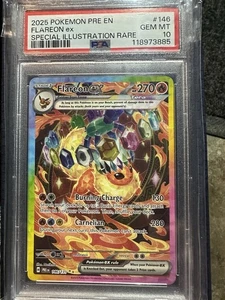 2025 POKEMON PRISMATIC EVOLUTIONS SPECIAL ILLUSTRATION RARE FLAREON EX PSA 10 - Picture 1 of 6