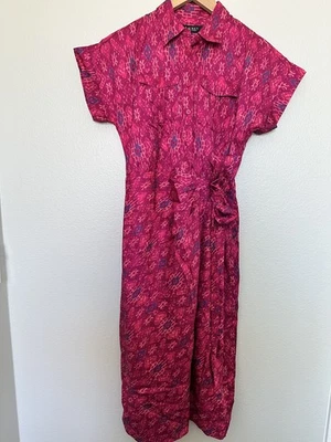 Vestido envolvente Ralph Lauren Geo Ikat estampado satinado Shantung talla 2 | Venta al por menor: $225 Foto 1 de 4