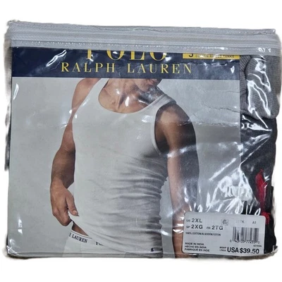 Paquete de 3 camisetas sin mangas Polo Ralph Lauren calce clásico de algodón acanalado para hombre talla 2XL Foto 1 de 4