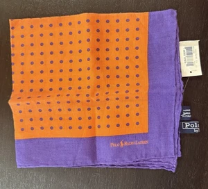 POLO by RALPH LAUREN Italy - Dots & Solids - LINEN Pocket Square NEW w/ TAGS - Picture 1 of 3