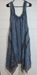 Oli And Hali Boho Bohemian Denim Jumpsuit Overalls Asymmetrical Lace Detail S - Picture 1 of 5