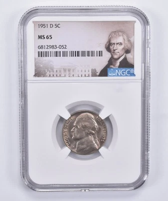 1951-D Jefferson Nickel MS65 NGC Special Label *4366 - Image 1 of 4