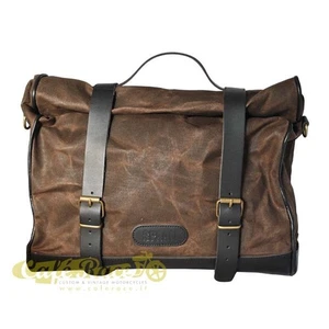 Borsa VINTAGE brown 19 - 24 lt in waxed cotton cotone cerato cuoio - Imagen 1 de 3