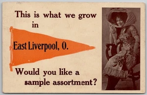 c1913 This Is What We Grow In East Liverpool Ohio OH Pretty Lady pubblicato - Foto 1 di 2
