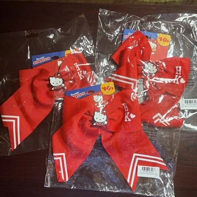 3~ Hello Kitty 6" Grandes Lazos de Pelo Rojo con Pin de Metal Sanrio BioWorld Nuevo con Etiquetas Foto 1 de 4