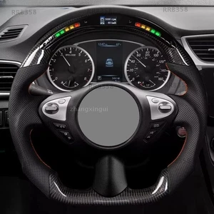 LED Real Carbon Fiber Perforated Leather Steering Wheel For 09-21 Nissan 370Z - Picture 1 of 11