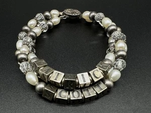 Vintage Sterling Silver Beaded 3 Strand Bracelet Size 7 inches - Picture 1 of 11