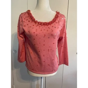 Talbots Größe M Seidenmischung Pullover rosa mit Pailletten Langarm - Bild 1 von 5