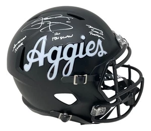 Johnny Manziel Signed Texas A&M Full Size Replica Speed Helmet w/ 3 Insc BAS - Picture 1 of 3