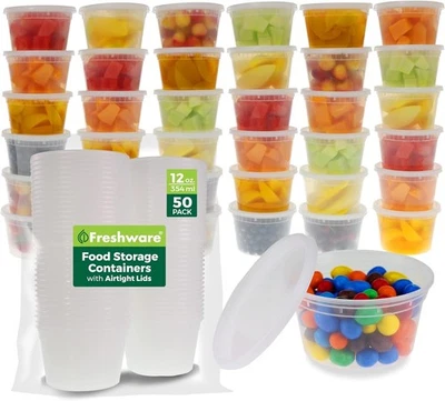Freshware 12oz Stackable Food Storage Containers with Lids 50 Pack - Image 1 of 4