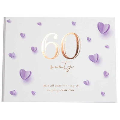 60th Heart Guest Book 23x18cm Novelty/Keepsake Birthday Party Signature Pad - image 1 of 2