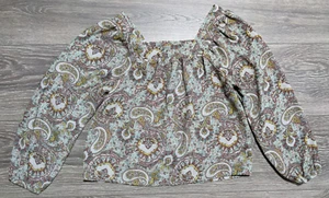 ART CLASS Shirt Kids Medium 7-8 Paisley Square Neck Boho Girls - Picture 1 of 4