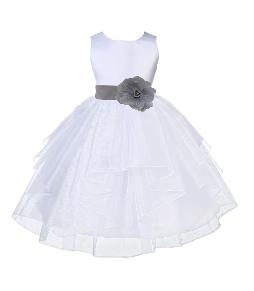 Flower Girl Dress Communion Pageant Wedding Easter Graduation Bridesmaid ORGANZA - Image 1 of 1