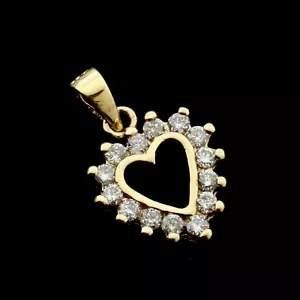 Colgante de corazón de oro amarillo de 9 quilates con diamantes, CAJA DE REGALO - Imagen 1 de 1